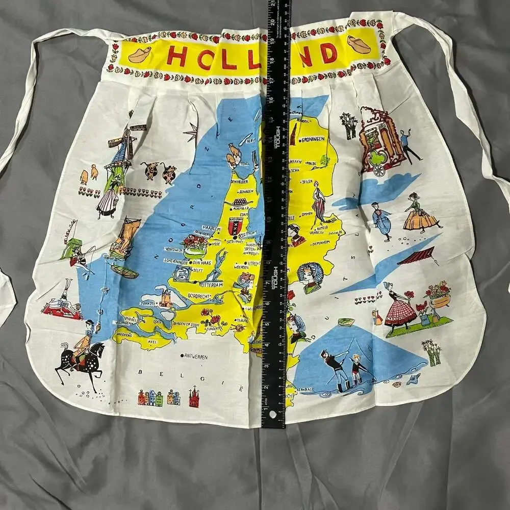Vintage 1950s-1960s Holland Map Souvenir Half Apron